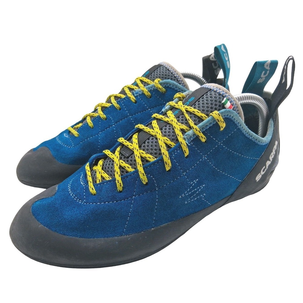 Scarpa Helix Rock Climbing Shoes Mens US 10.5 Blue Suede Italy Bouldering